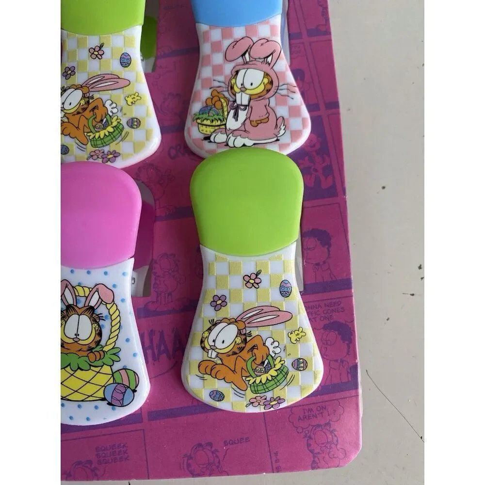6 Pack Nickelodeon Garfield Magnetic Bag Clips Easter Spring Flowers Bunny‎ Eggs